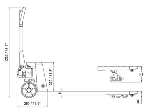 Тележка гидравлическая с короткими вилами AC25-PU800 2500